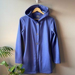 Athleta Purple Button Up Light Weight Long Jacket with Hood size XS